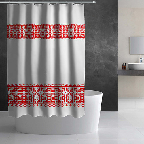 Шторка для ванной Славянский орнамент (на белом) / 3D-принт – фото 2