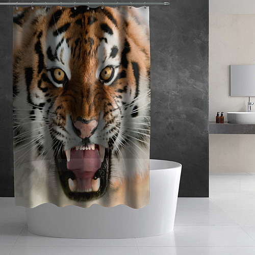 Шторка для ванной Свирепый тигр / 3D-принт – фото 2