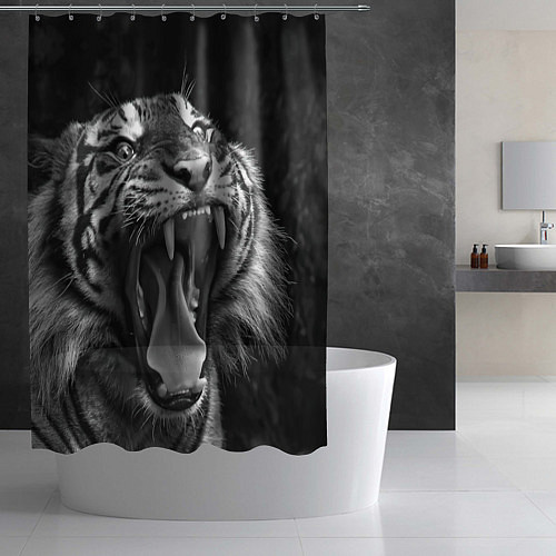 Шторка для ванной Гнев тигра / 3D-принт – фото 2