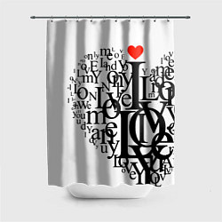 Шторка для душа Love - текстовое сердце, цвет: 3D-принт