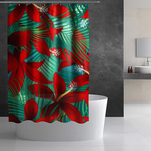 Шторка для ванной Red Flower / 3D-принт – фото 2