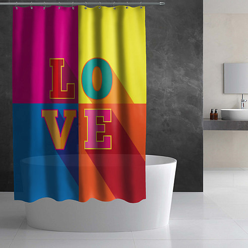 Шторка для ванной Love three-dimensional letters / 3D-принт – фото 2