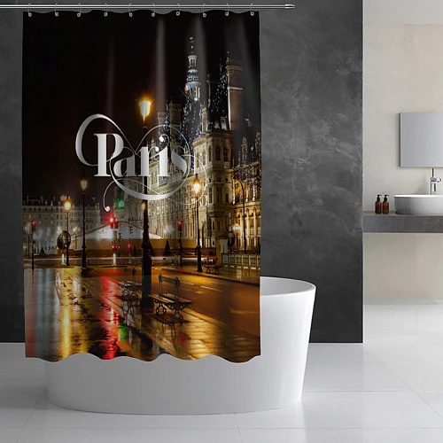 Шторка для ванной Night Paris / 3D-принт – фото 2