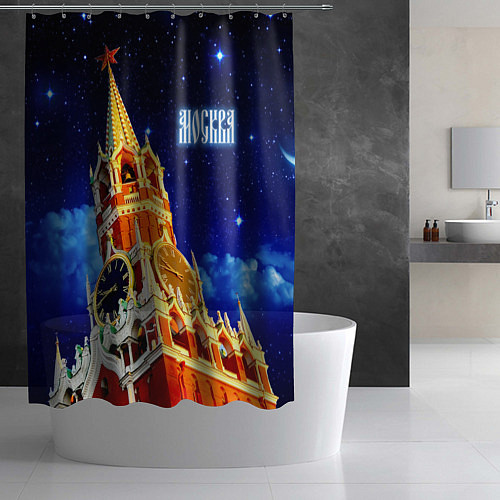 Шторка для ванной Москва - Спасская башня / 3D-принт – фото 2