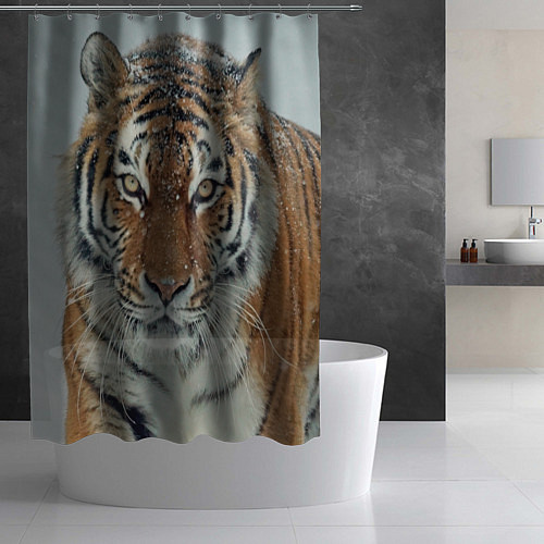 Шторка для ванной Тигр в снегу / 3D-принт – фото 2