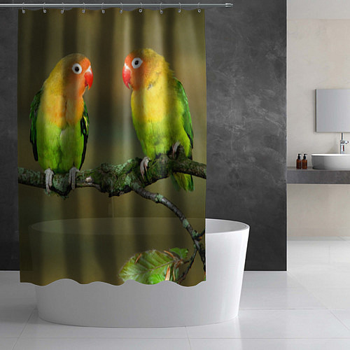 Шторка для ванной Два попугая / 3D-принт – фото 2