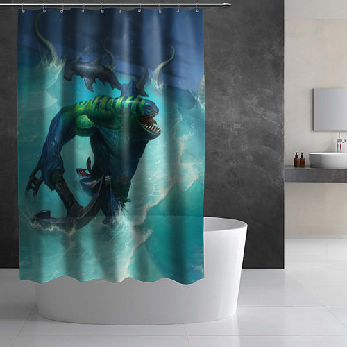 Шторка для ванной Tidehunter: Water Rage / 3D-принт – фото 2