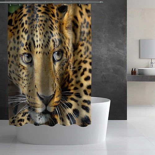 Шторка для ванной Улыбка леопарда / 3D-принт – фото 2