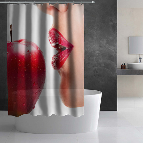 Шторка для ванной Яблоко и губы / 3D-принт – фото 2