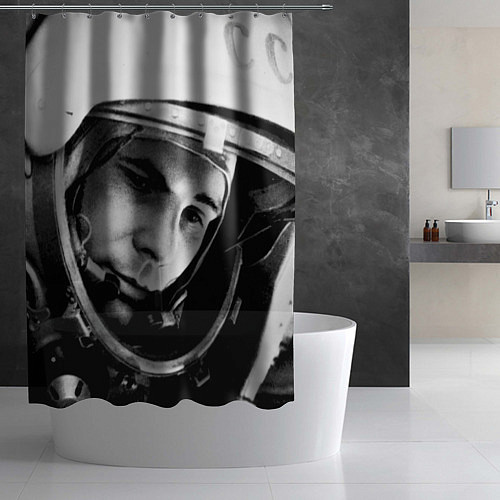 Шторка для ванной Гагарин космонавт / 3D-принт – фото 2