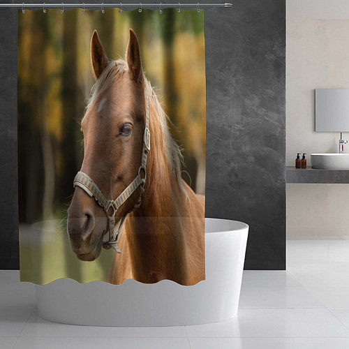 Шторка для ванной Взгляд лошади / 3D-принт – фото 2