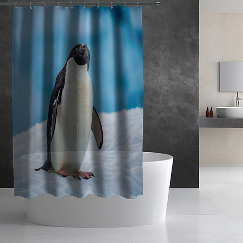 Шторка для ванной Пингвин на айсберге / 3D-принт – фото 2