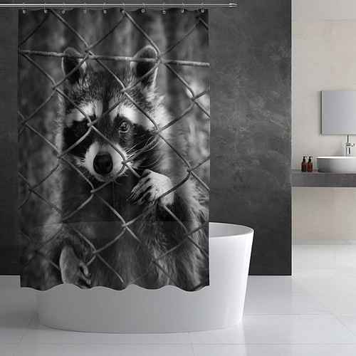 Шторка для ванной Енот за решеткой / 3D-принт – фото 2