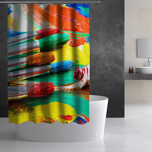 Шторка для ванной Кисти и краски / 3D-принт – фото 2