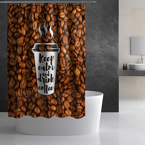 Шторка для ванной Keep Calm & Drink Coffee / 3D-принт – фото 2