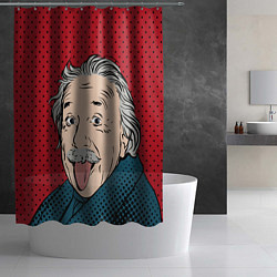 Шторка для душа Альберт Эйнштейн: Поп-арт, цвет: 3D-принт — фото 2