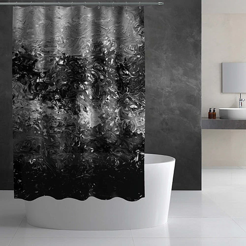 Шторка для ванной Чёрно белый цвет / 3D-принт – фото 2
