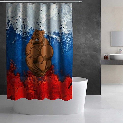 Шторка для ванной Русский медведь / 3D-принт – фото 2