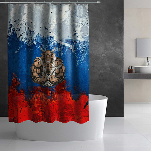 Шторка для ванной Бык триколор / 3D-принт – фото 2