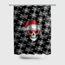 Шторка для душа Santa Skull хипстер, цвет: 3D-принт