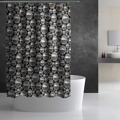Шторка для ванной Серебряные шары / 3D-принт – фото 2
