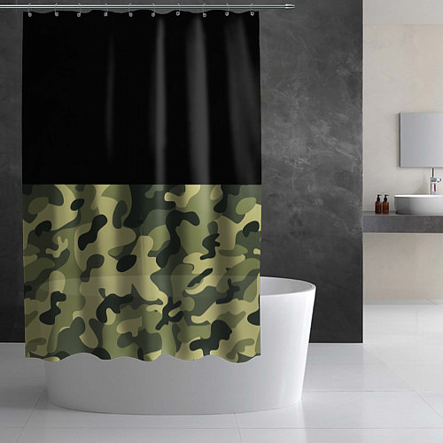 Шторка для ванной Камуфляж: черный/хаки / 3D-принт – фото 2