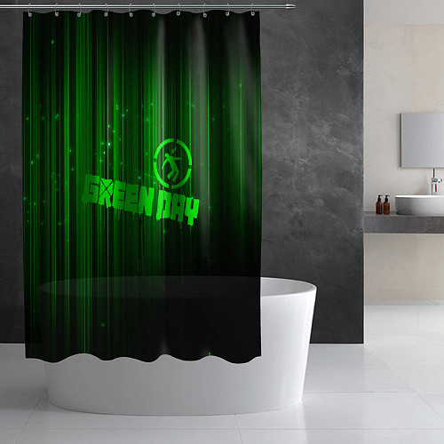 Шторка для ванной Green Day лучи / 3D-принт – фото 2