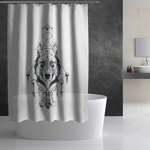 Шторка для ванной Этно волк / 3D-принт – фото 2