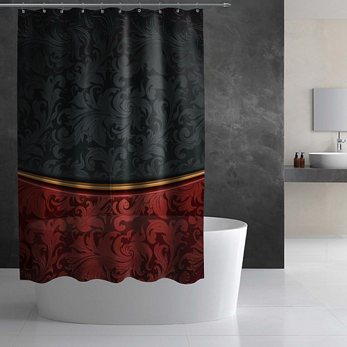 Шторка для ванной Узоры Black and Red / 3D-принт – фото 2