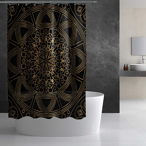Шторка для ванной Золотая мандала / 3D-принт – фото 2