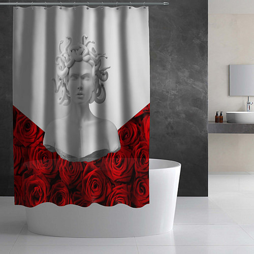 Шторка для ванной Унисекс / Snake roses girl / 3D-принт – фото 2
