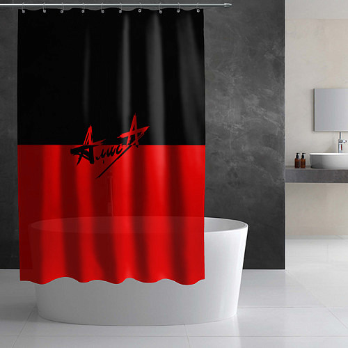 Шторка для ванной АлисА: Черный & Красный / 3D-принт – фото 2