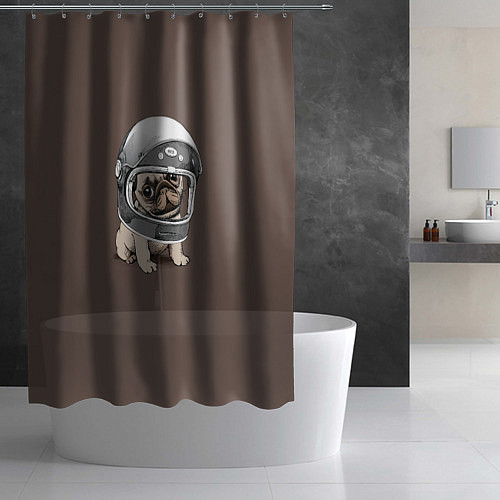 Шторка для ванной Мопс космонавт / 3D-принт – фото 2