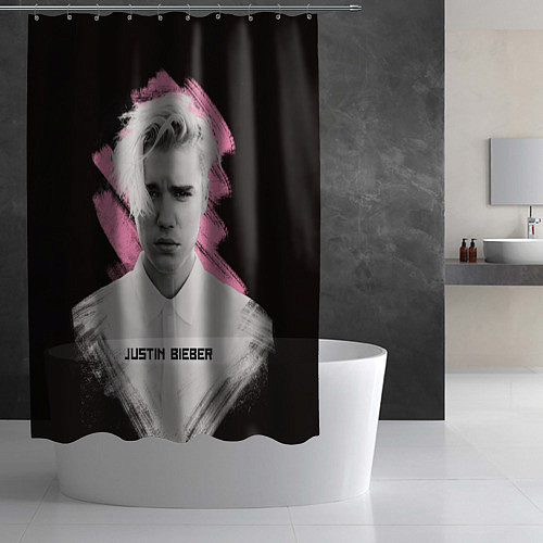 Шторка для ванной Justin Bieber: Pink Splash / 3D-принт – фото 2