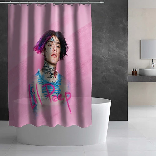 Шторка для ванной Lil Peep: Pink Style / 3D-принт – фото 2