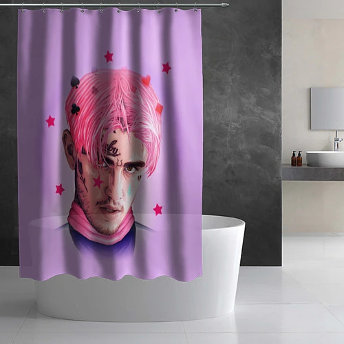 Шторка для ванной Lil Peep: Pink Edition / 3D-принт – фото 2
