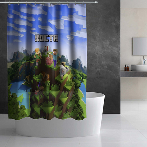 Шторка для ванной Майнкрафт: Костя / 3D-принт – фото 2