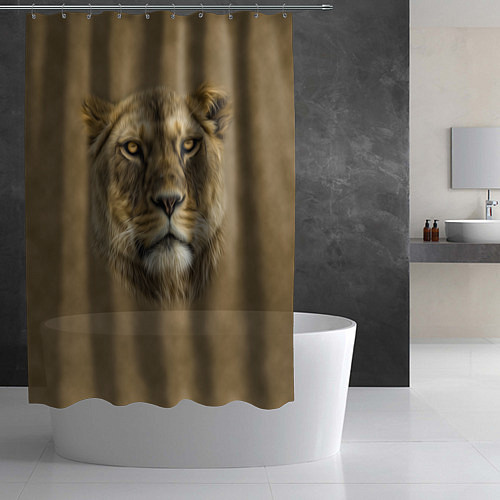 Шторка для ванной Песчаная львица / 3D-принт – фото 2