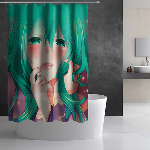 Шторка для ванной Miku Ahegao / 3D-принт – фото 2