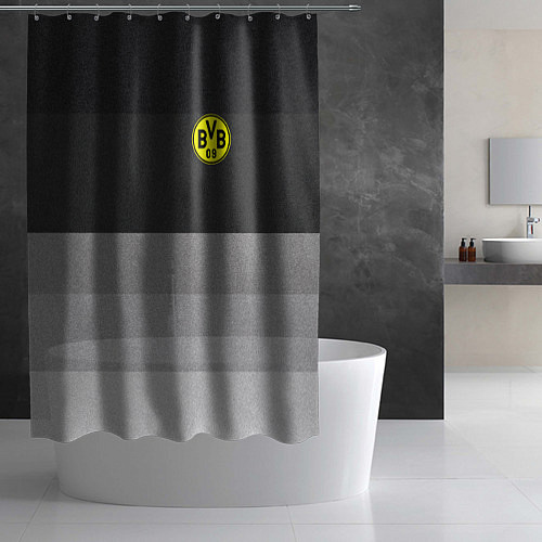 Шторка для ванной ФК Боруссия: Серый стиль / 3D-принт – фото 2