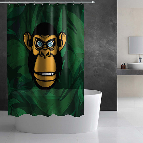 Шторка для ванной Тропическая горилла / 3D-принт – фото 2