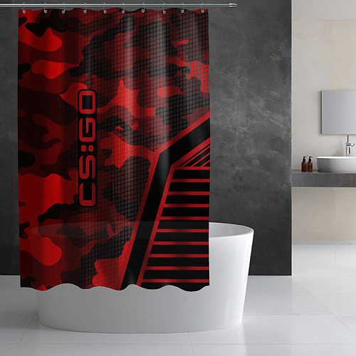 Шторка для ванной CS:GO Red Camo / 3D-принт – фото 2