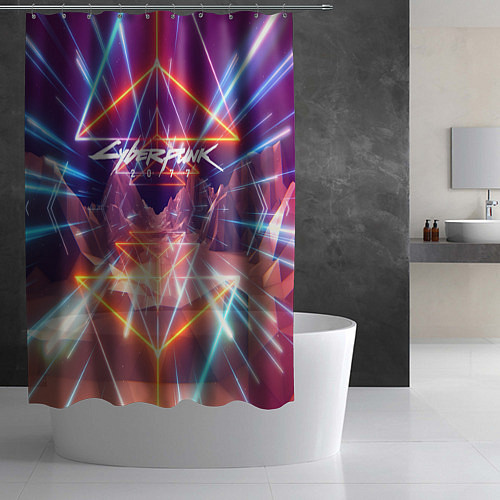 Шторка для ванной Cyberpunk 2077: Neon Lines / 3D-принт – фото 2
