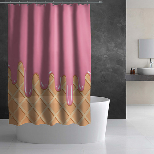Шторка для ванной Розовое мороженное / 3D-принт – фото 2