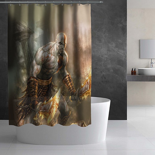 Шторка для ванной Могучий Кратос / 3D-принт – фото 2
