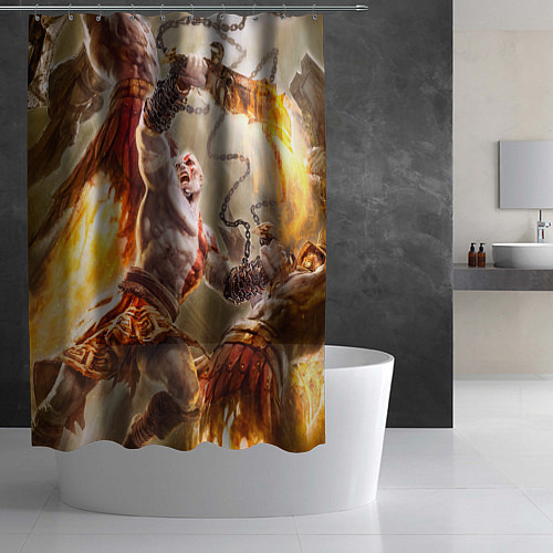 Шторка для ванной Кратос на войне / 3D-принт – фото 2