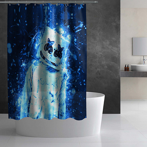 Шторка для ванной Marshmello: Blue Liquid / 3D-принт – фото 2