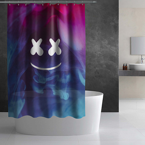 Шторка для ванной Marshmello: Smoke Smile / 3D-принт – фото 2