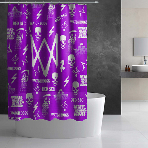 Шторка для ванной Watch Dogs 2: Violet Pattern / 3D-принт – фото 2