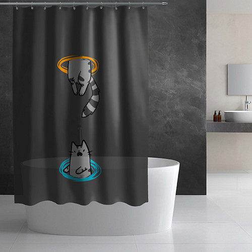 Шторка для ванной Кот в Портале / 3D-принт – фото 2